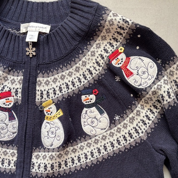 Christopher & Banks Navy Snowman Cardigan - Picture 3 of 8